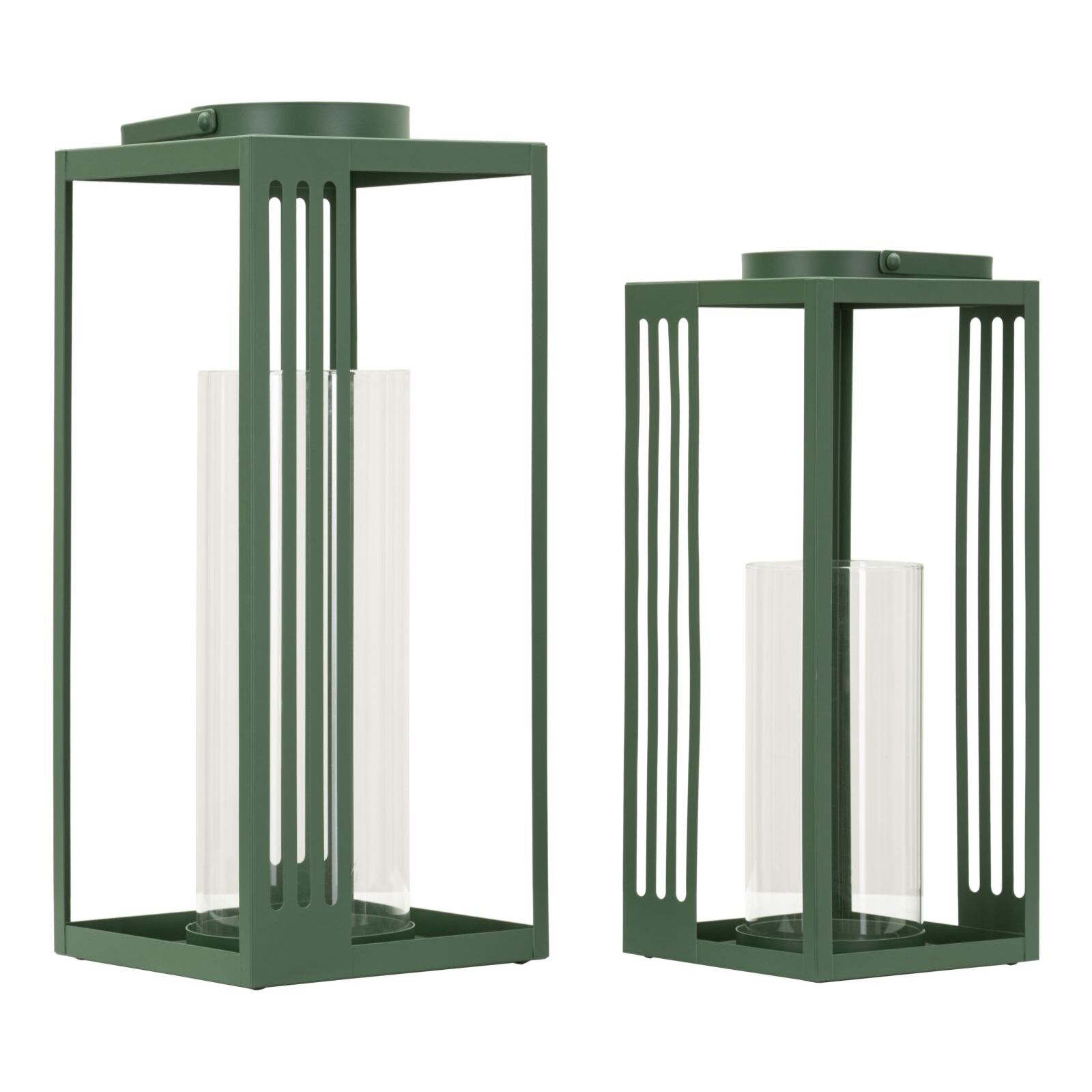 LANTERNE LINEE COPPIA CM 18,3X18,3X43,5-15X15X36,5 (VETRO TEMPERATO)