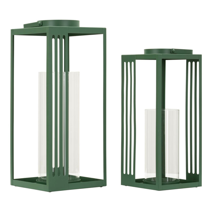 LANTERNE LINEE COPPIA CM 18,3X18,3X43,5-15X15X36,5 (VETRO TEMPERATO)