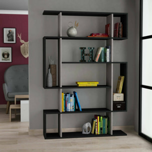 Libreria Daba, Scaffale da ufficio, Mobile portalibri, Biblioteca, 110x26h161 cm, Antracite e Beige