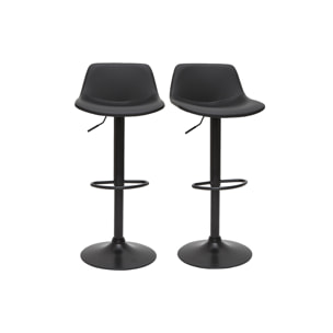 Tabourets de bar relevables polyuréthane et métal noir (lot de 2) NONIE