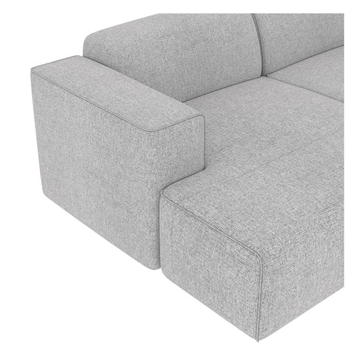 Canapé d'angle gauche 3 places Aska en tissu gris clair chiné