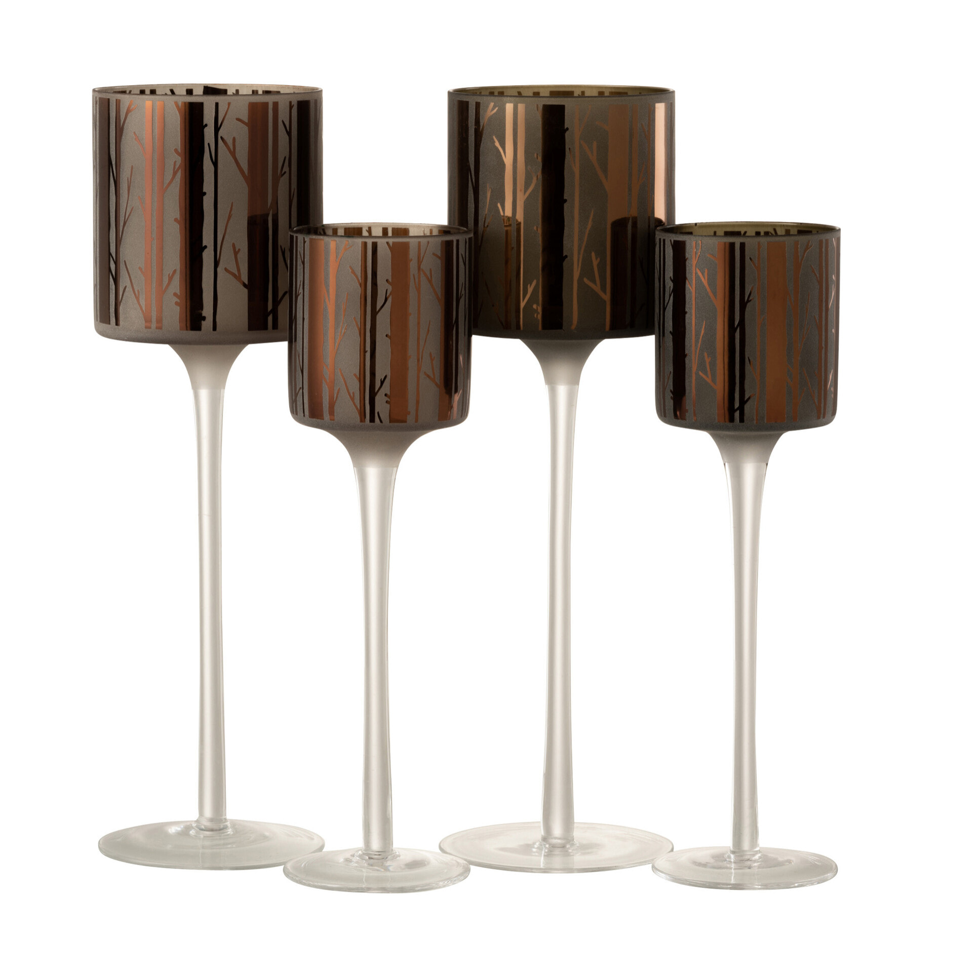 J-Line photophore sur pied Arbre - verre - marron - large - 2 pcs