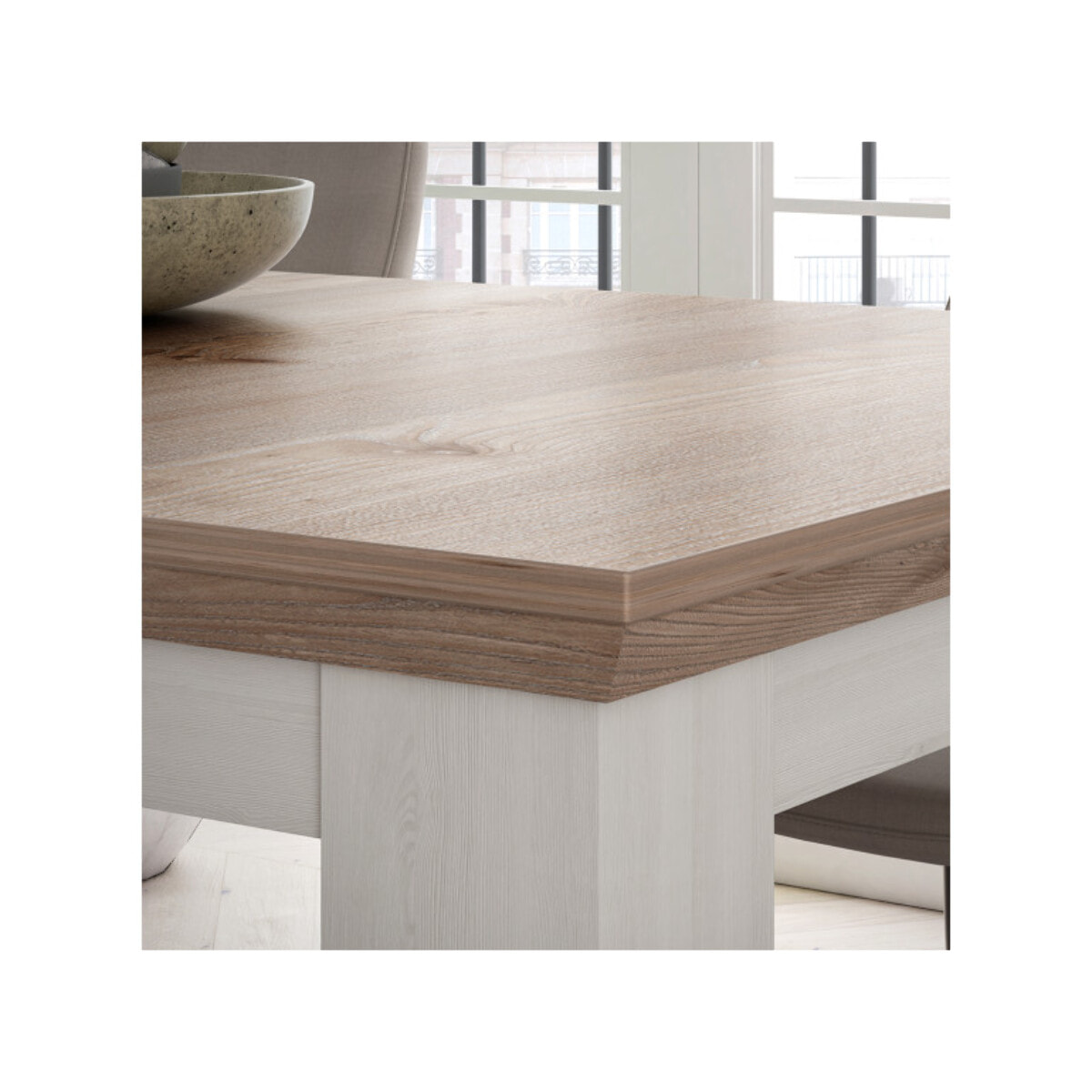 Table basse avec étagère en bois effet chêne clair blanchi - ILONA