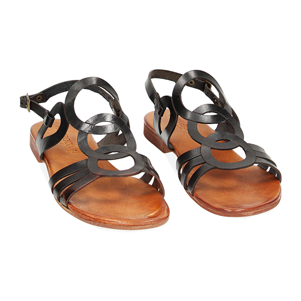 Sandalias bajas negras en vaca