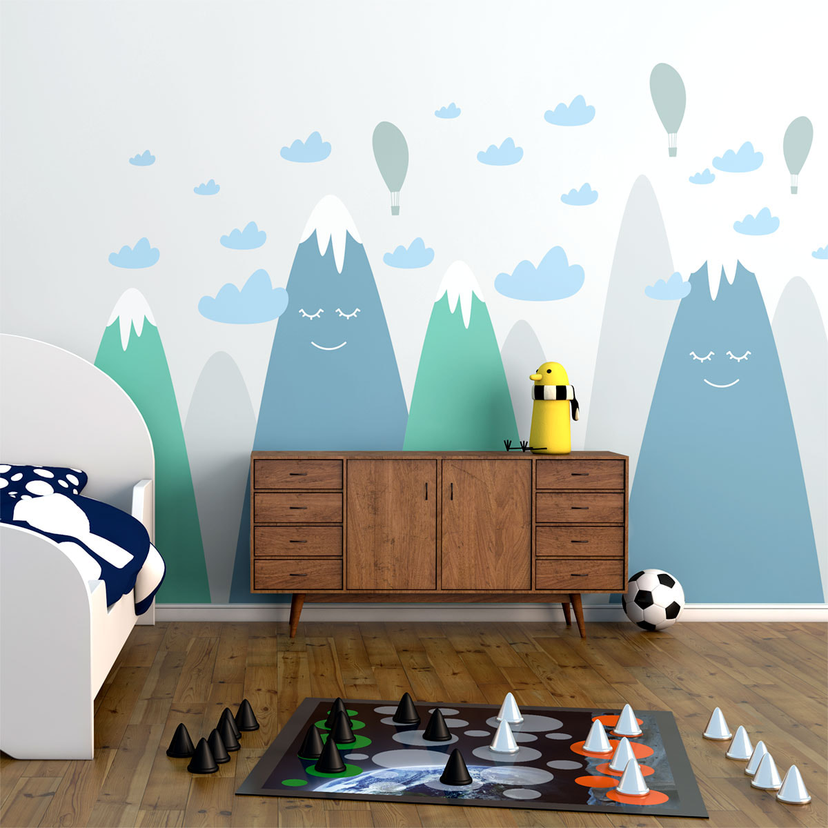 Stickers muraux enfants - Décoration chambre bébé - Autocollant Sticker mural géant enfant montagnes scandinaves ASUKA