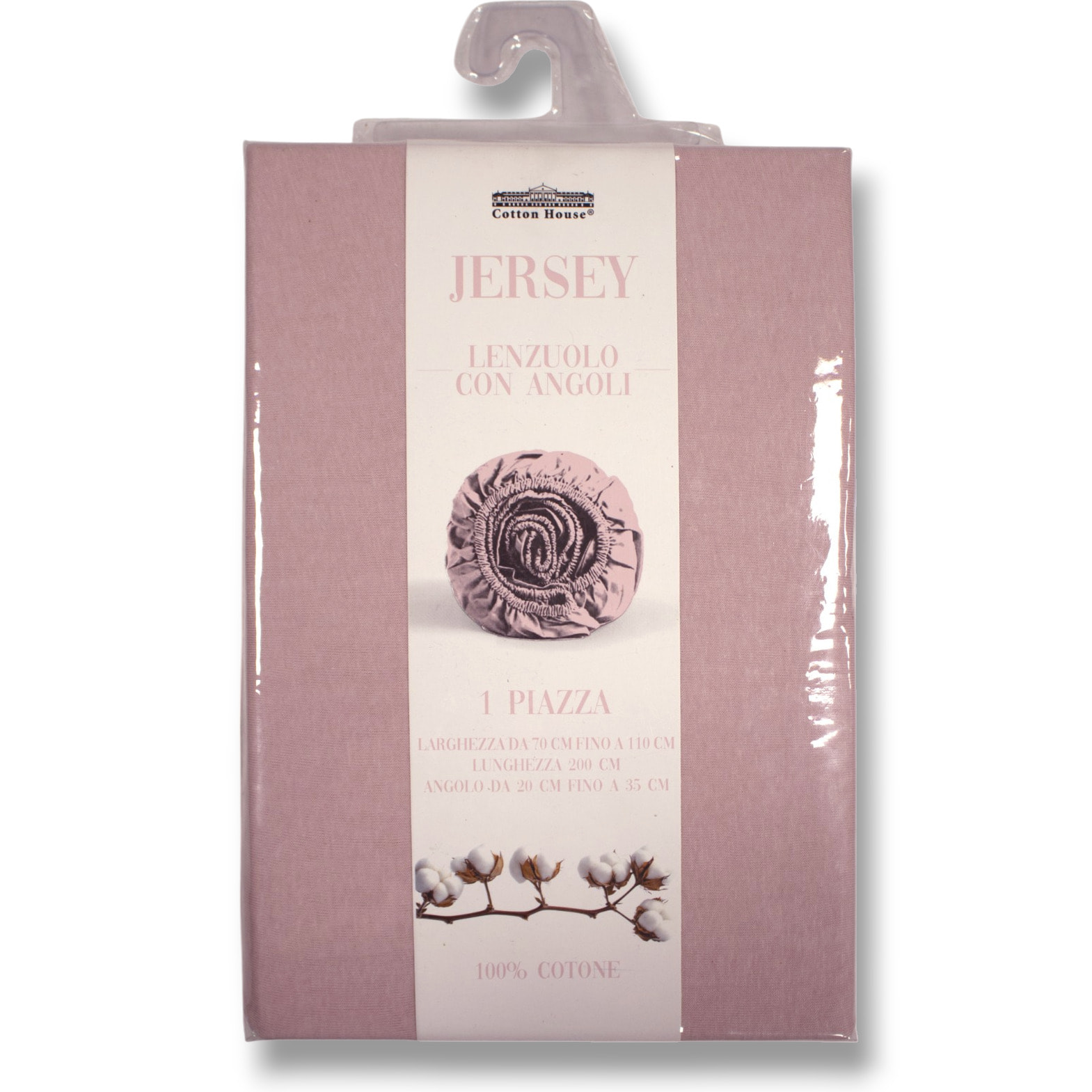 LENZUOLO SOTTO CON ANGOLI PER LETTO SINGOLO IN JERSEY DI COTONE ROSA