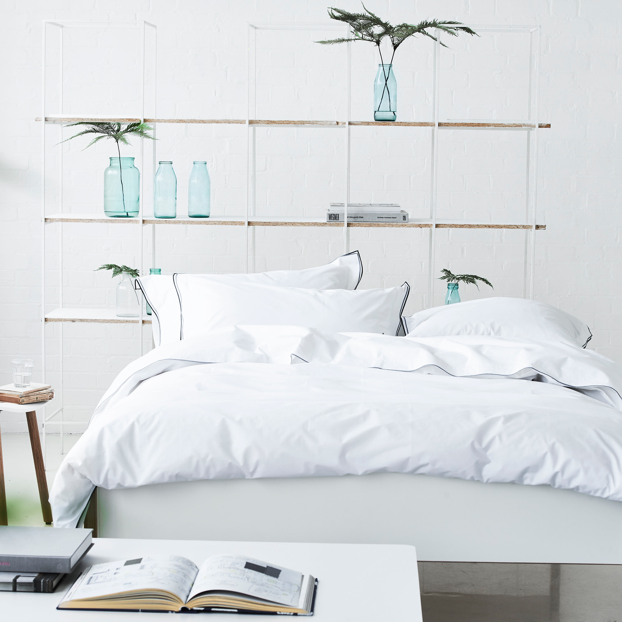 Taie d'oreiller unie en percale de coton, ASTOR, Graphite