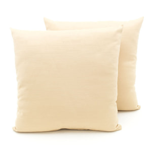 Coppia Cuscini Arredo In Tessuto Ottoman Tinta Unita Beige 02