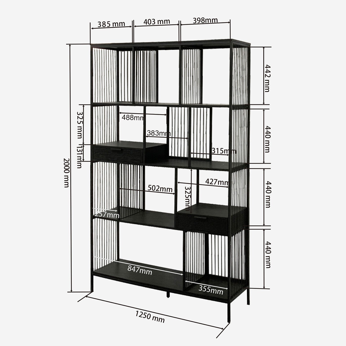 Étagère Bologna noire 200x125cm Kare Design