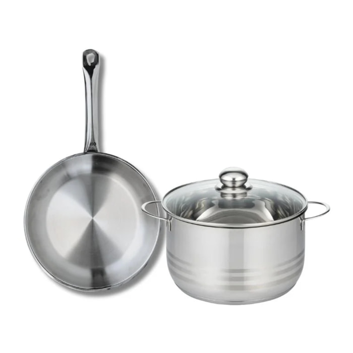 Ensemble de 1 Poêle de cuisson 24 cm et 1 faitout 20 cm Elo Profi Brillant