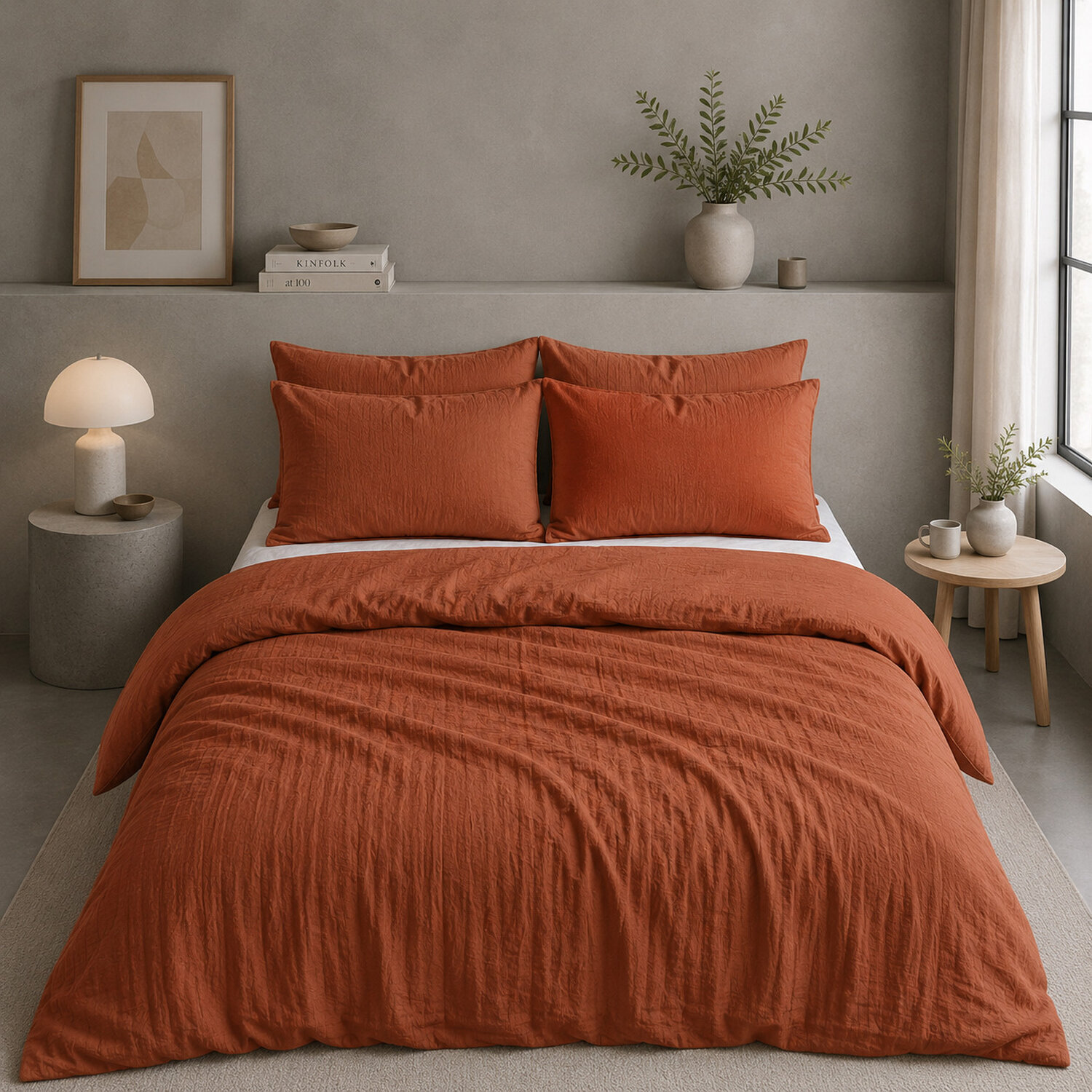 Housse de couette 100% gaze de coton lavé safran minéral