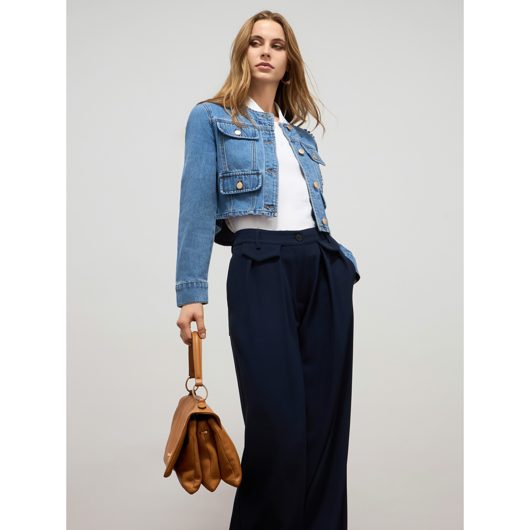 Oltre - Chaqueta de mezclilla con aplicaciones - Light - blue