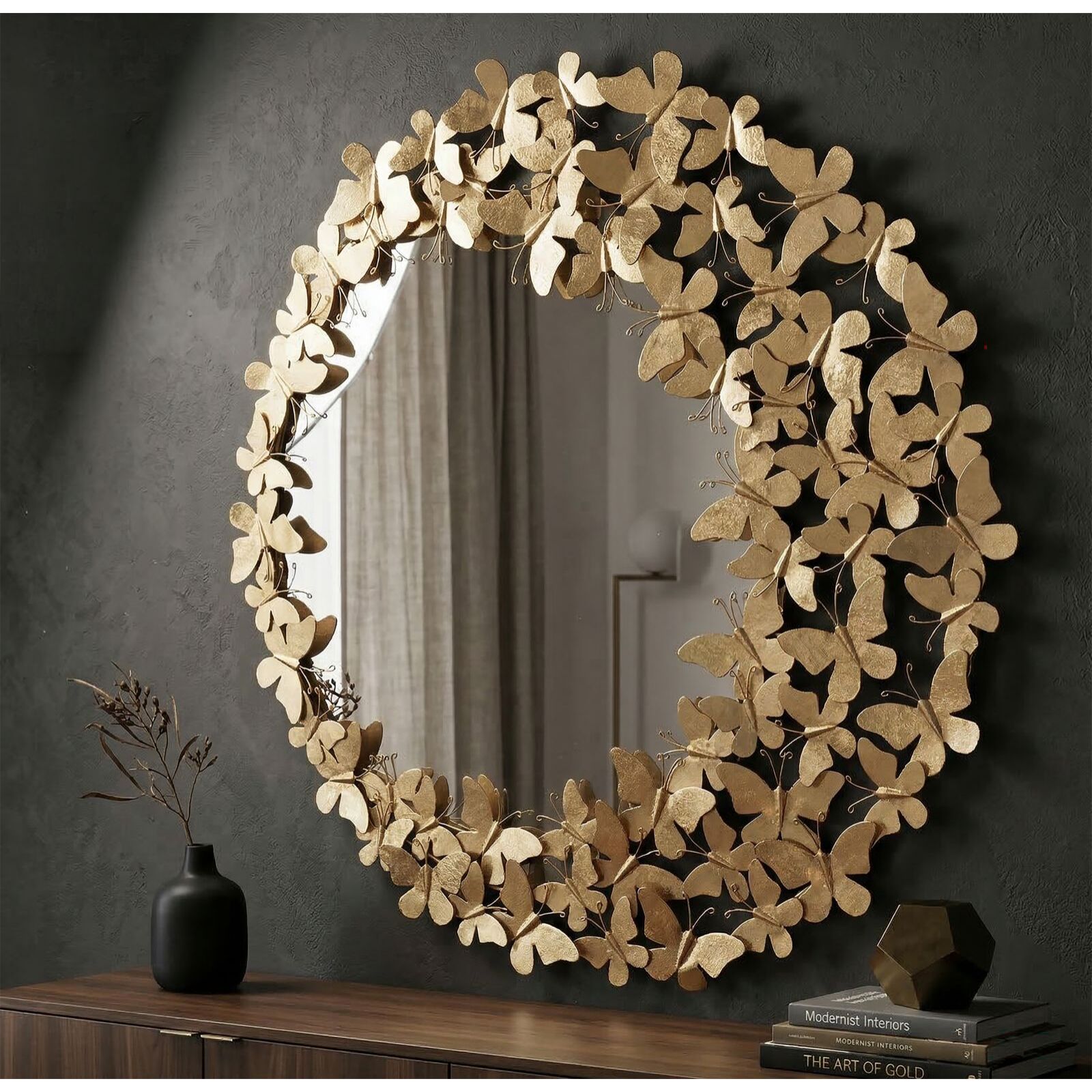 SPECCHIO GLAM BUTTERFLY WIND Ø CM 81,5X3,5 (MISURA SPECCHIO CM Ø55)