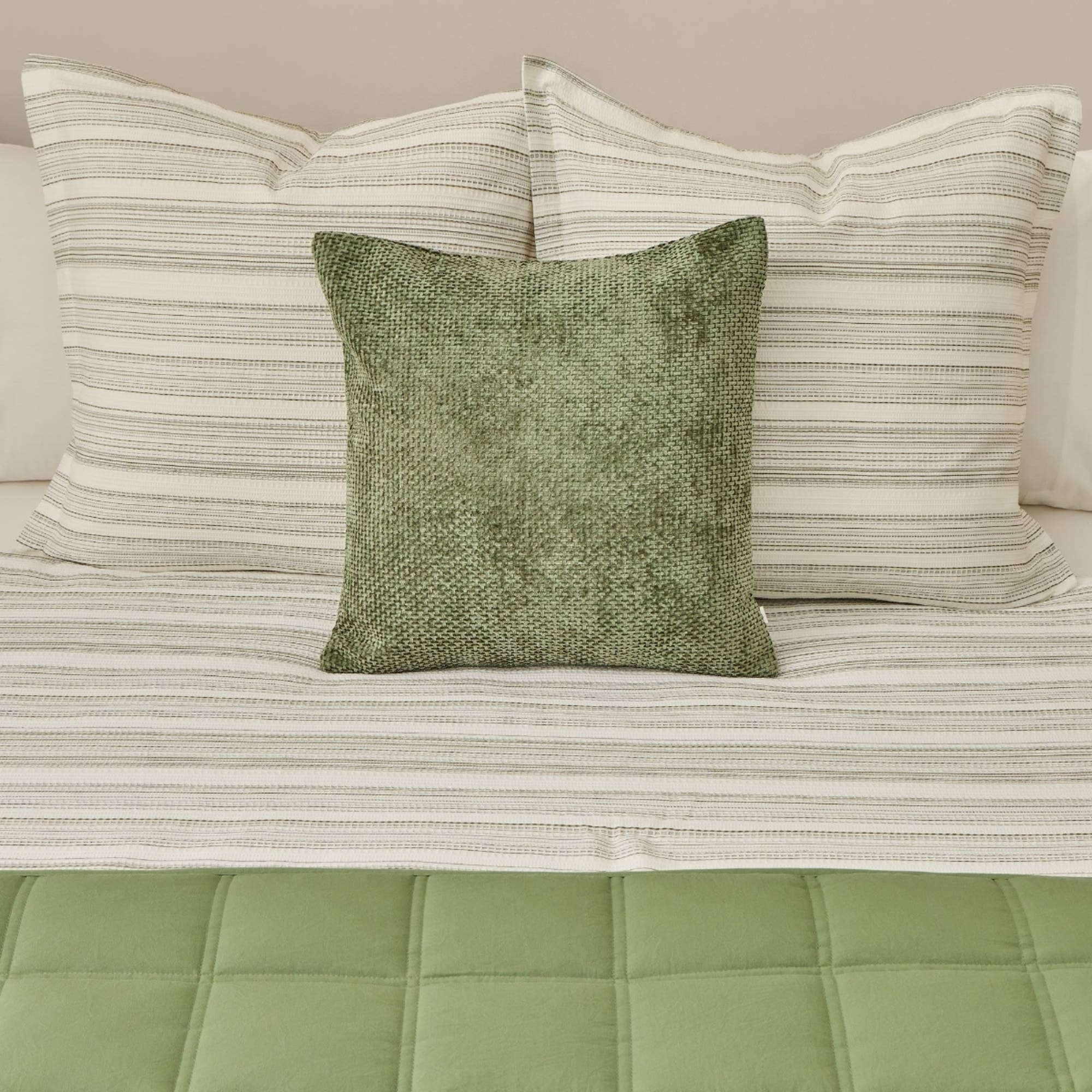 Funda nórdica algodón 180 hilos rayas en relieve Oni color verde 100% Algodón