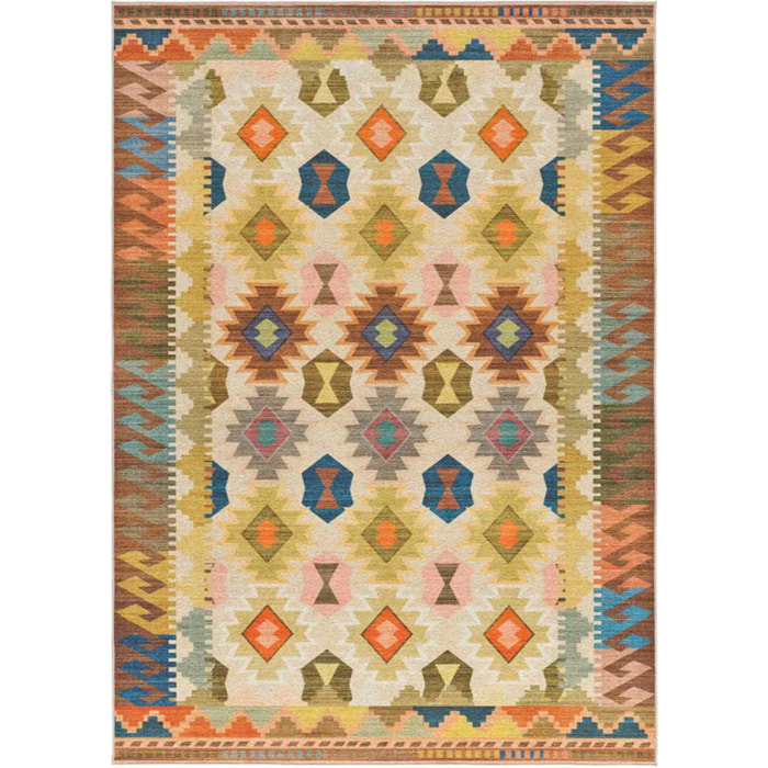 SERAK Alfombra lavable étnica Multicolor, varias medidas disponibles.