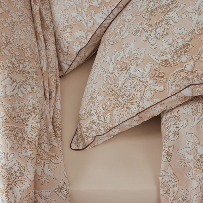 Housse de couette percale de coton ornemental classique - Beige
