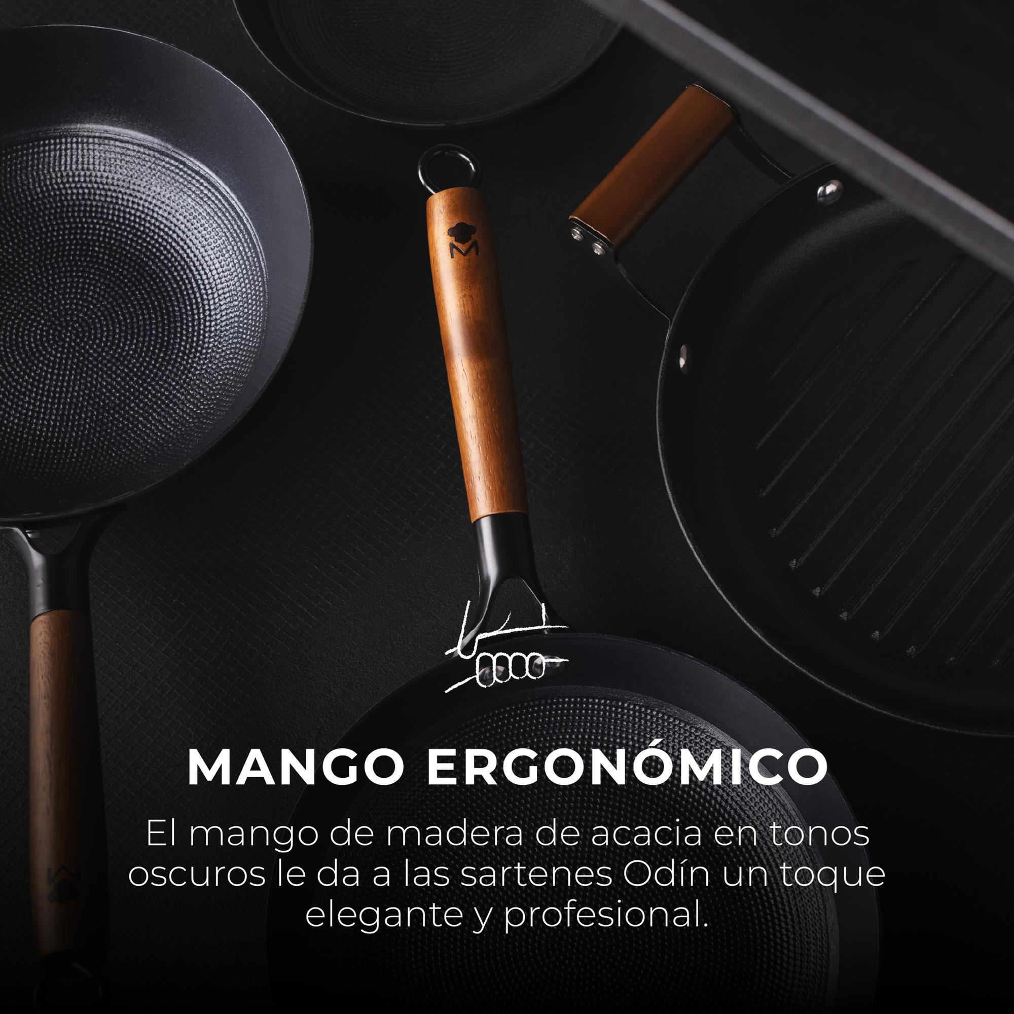 MasterPRO Sartén Ø24x4,5cm en hierro prensado con recubrimiento cerámico color Negro