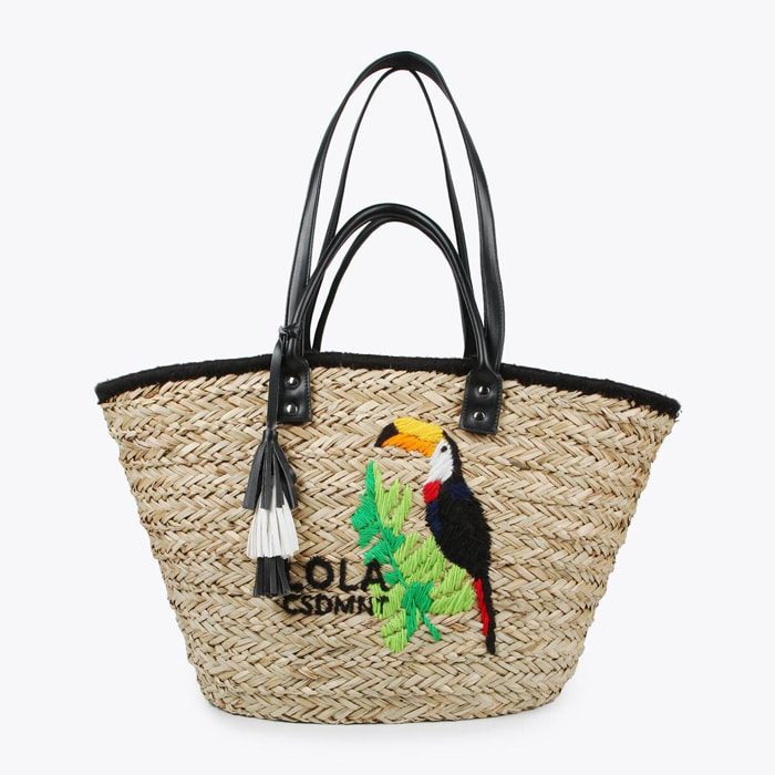 Borsa a cesta tucano ricamato