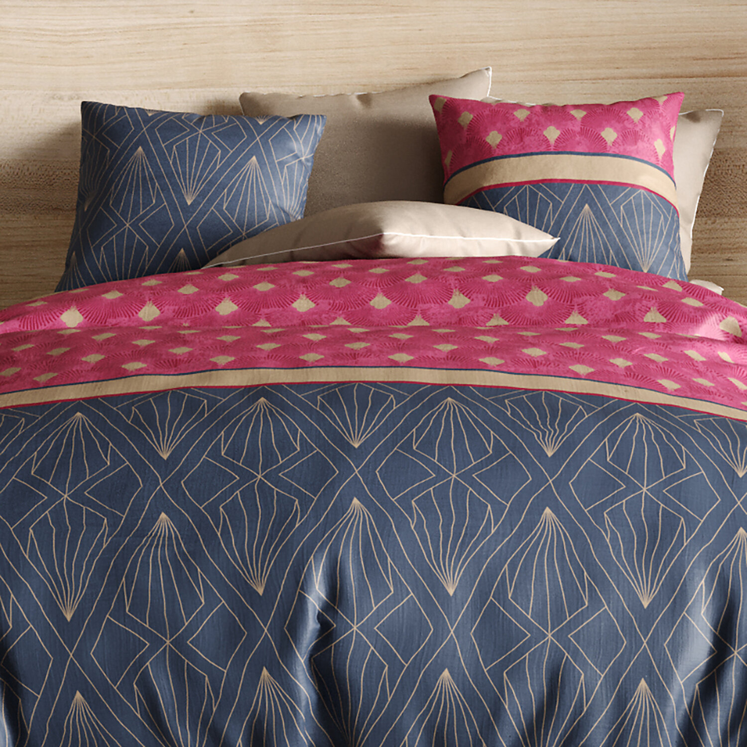 Parure housse de couette + taie(s) 100% coton 57 fils lily
