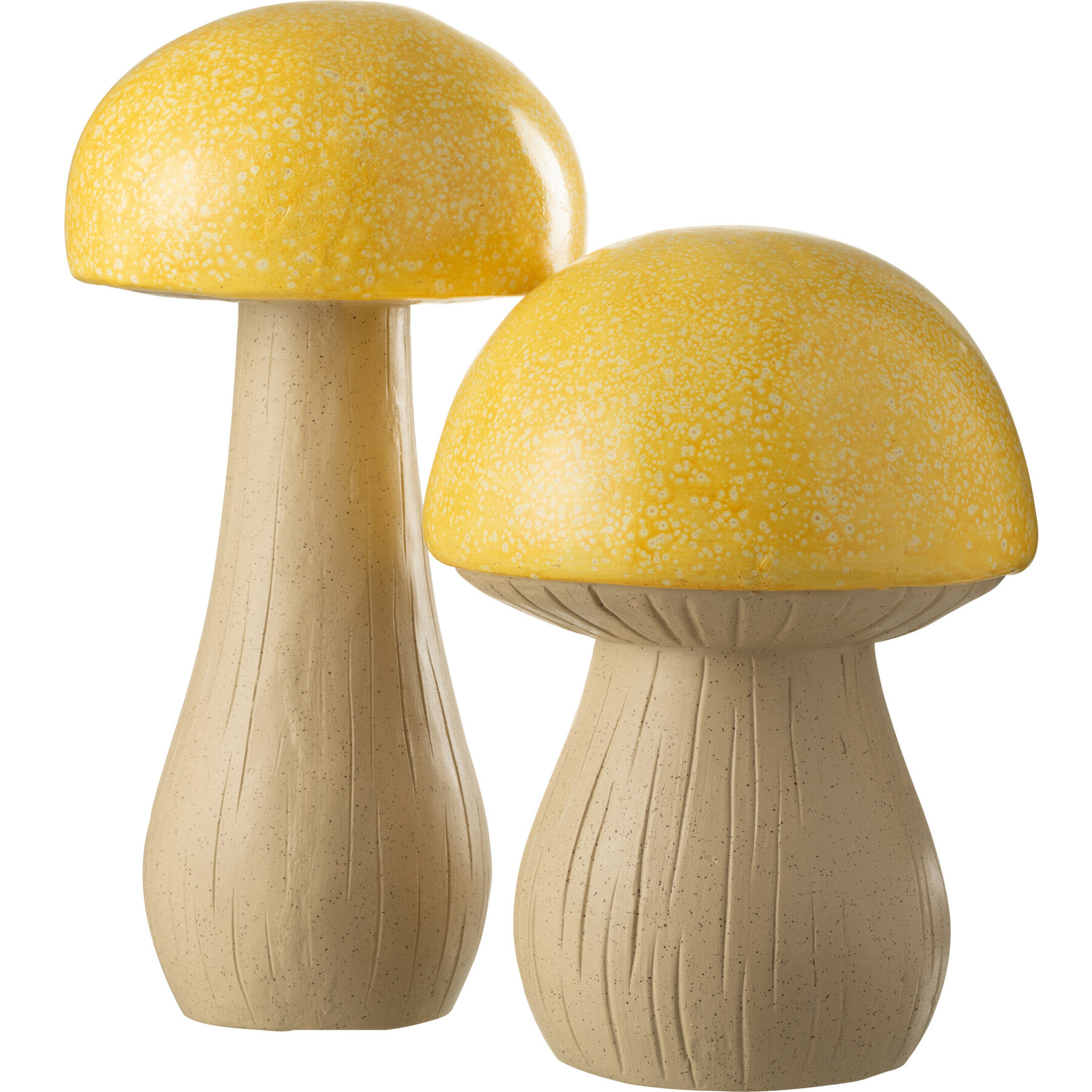 J-Line décoration Champignon Extérieur - hout - jaune - 2 pièces