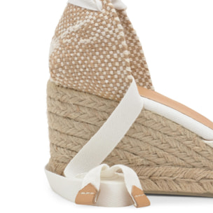 Alpargatas de cuña de mujer Carina en algodón orgánico, cierre mediante lazada