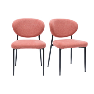 Chaises en tissu effet velours texturé terracotta et métal noir (lot de 2) BREKA