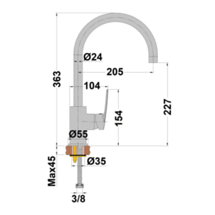 Mitigeur lavabo mobile PAINI Ruby Chrome