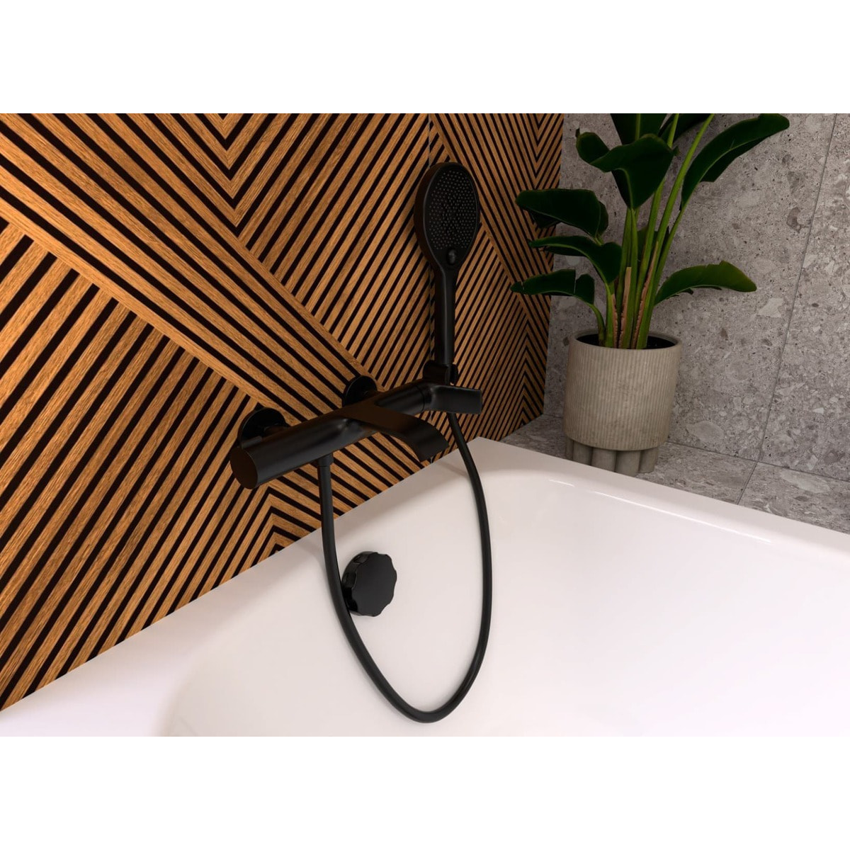 Infinitio mitigeur de baignoire monocommande mural, entraxe 150 mm, sans ensemble de douche, noir mat (SATBSINF222C)