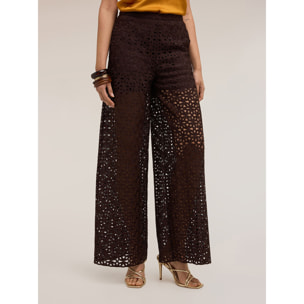 Motivi - Pantalones palazzo de encaje macramé - Marrón