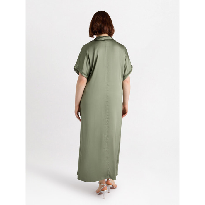 Fiorella Rubino - Vestido largo de raso - Verde militare