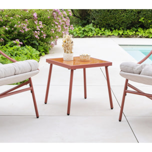 Salon de jardin en acier - 2 places - terracotta - LEMAN
