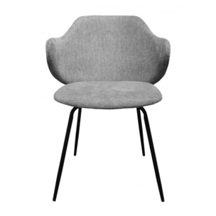 Chaise en tissu chiné, accoudoirs & pieds métal - OLIVER