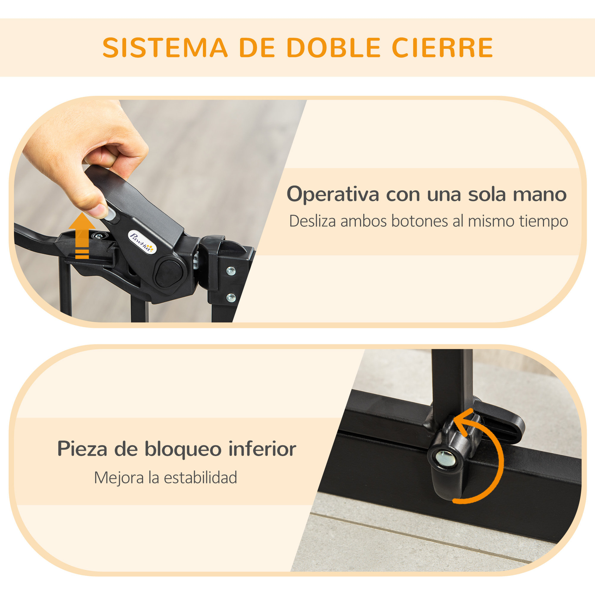 Barrera de Seguridad para Perros con 1 Puerta Pequeña Barrera para Mascotas Extensible con Cierre Automático y Sistema de Doble Bloqueo para Puerta Pasillo Escalera 74-101x104,1 cm Negro