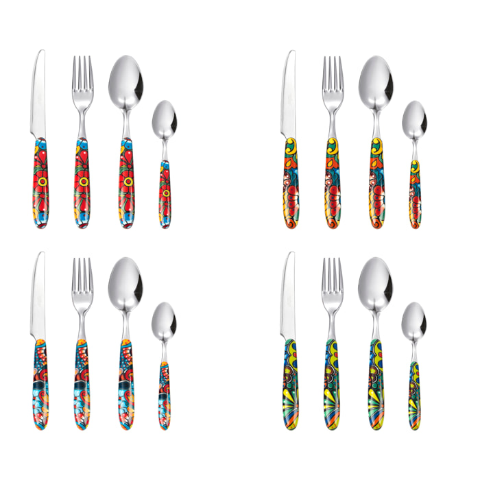 Set 16 posate Excelsa Acapulco, acciaio inox multicolore