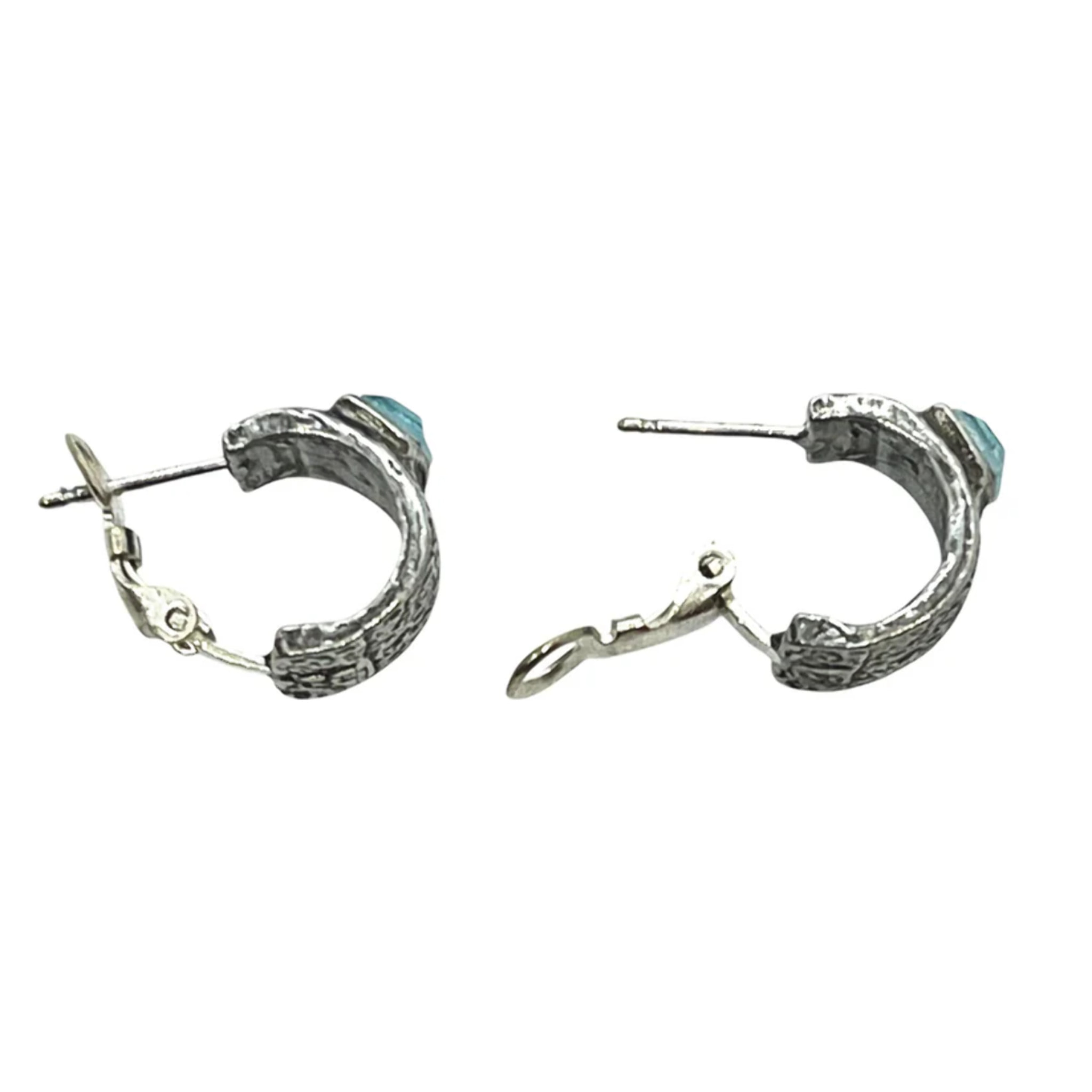 Pendiente aro plata 10µ con Sw 4x4 azul