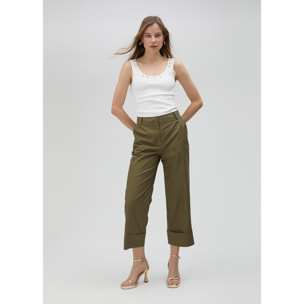 Pantaloni popeline orlo risvolto