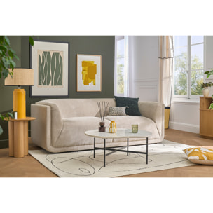 Canapé design 3 places en tissu chenille beige HOSBO