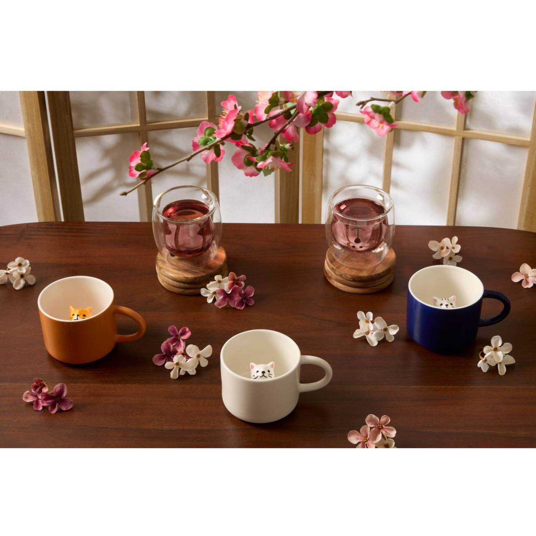 Coffret 2 mugs S animaux 250ml transparent