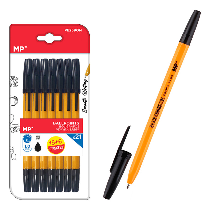 SET PENNE NERE SOFT PUNTA 1.0 mm 21 Pz.