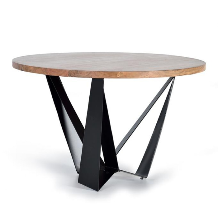 Mesa de comedor - Madera de Acacia y Metal - 78x120x120cm