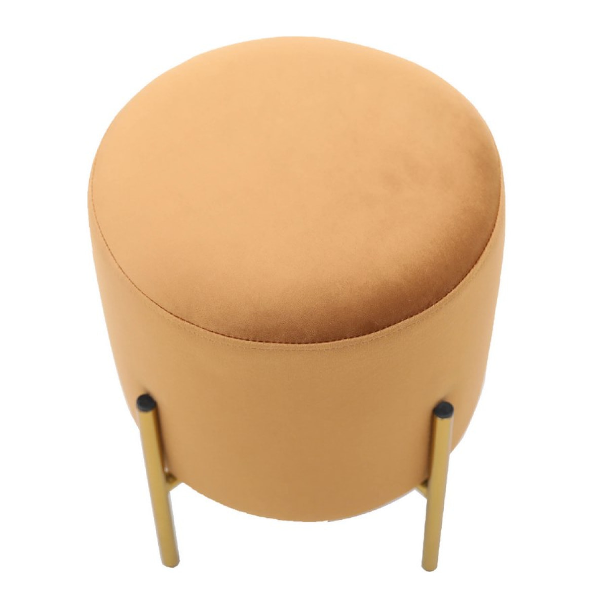 Pouf poggapiedi tondo imbottito in velluto ocra