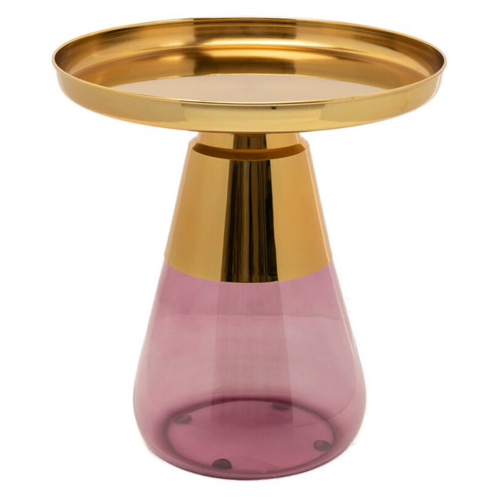 Table d'appoint Bottiglia 50cm dorée et violette Kare Design