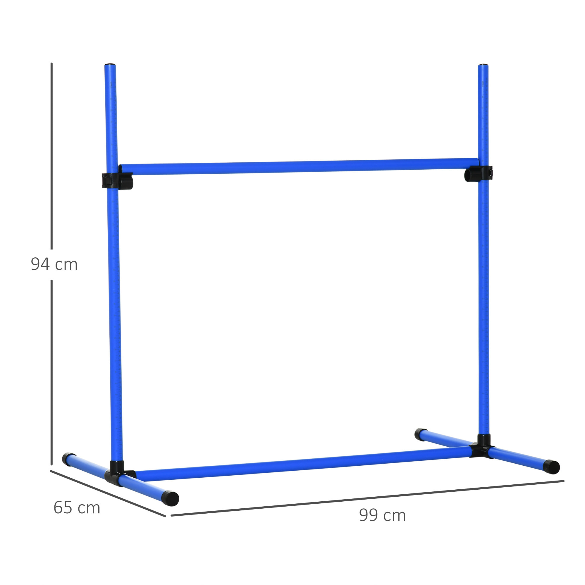 Set de Entrenamiento de Agilidad para Perros Mascotas 4 Piezas Obstáculos Vallas de Salto con Altura Ajustable y Bolsa de Transporte para Exteriores 99x65x94 cm Azul