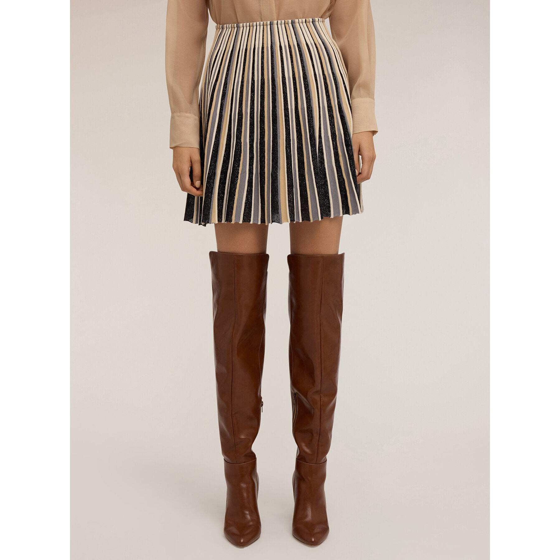 Motivi - Falda de punto de lurex plisada - Negro