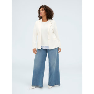 Fiorella Rubino - Blazer in scuba con applicazioni crystal - Bianco