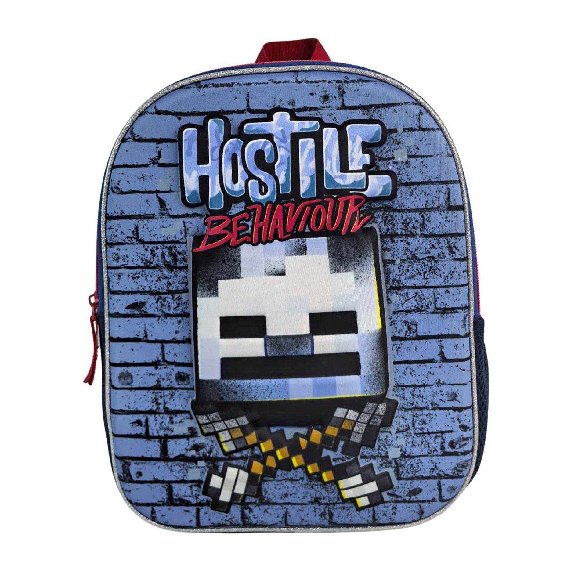 Minecraft Comportamento Ostile Zaino per Prescolare 3D. Tasca laterale. Schienale imbottito.