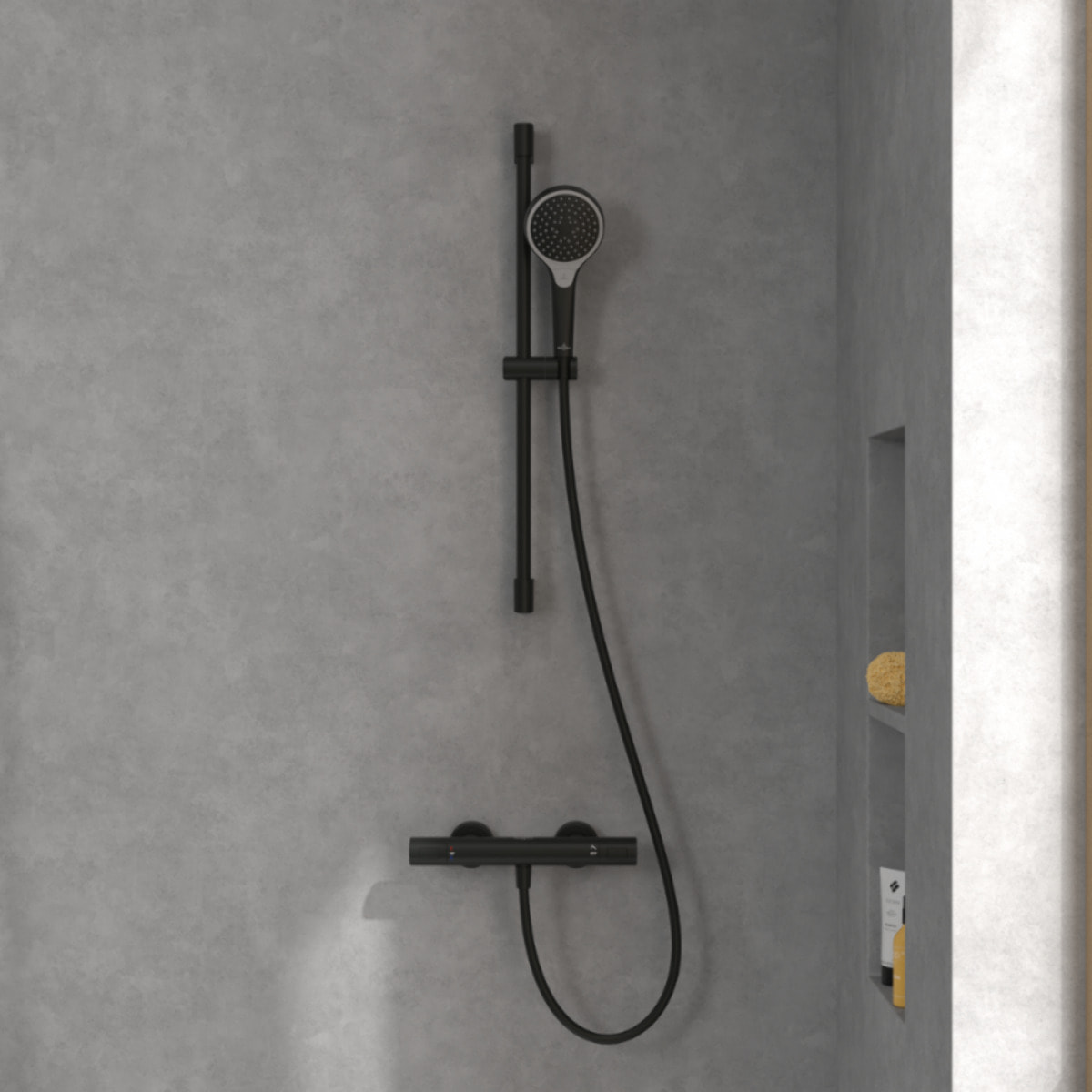 Mitigeur douche thermostatique Universal rond Noir mat