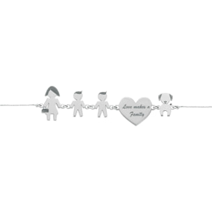 Bracciale Love Makes a Family Mamma-Bimbo-Bimbo-Cuore-Cane Argento