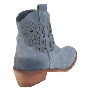 Stivaletti texani bassi in pelle scamosciata laserata