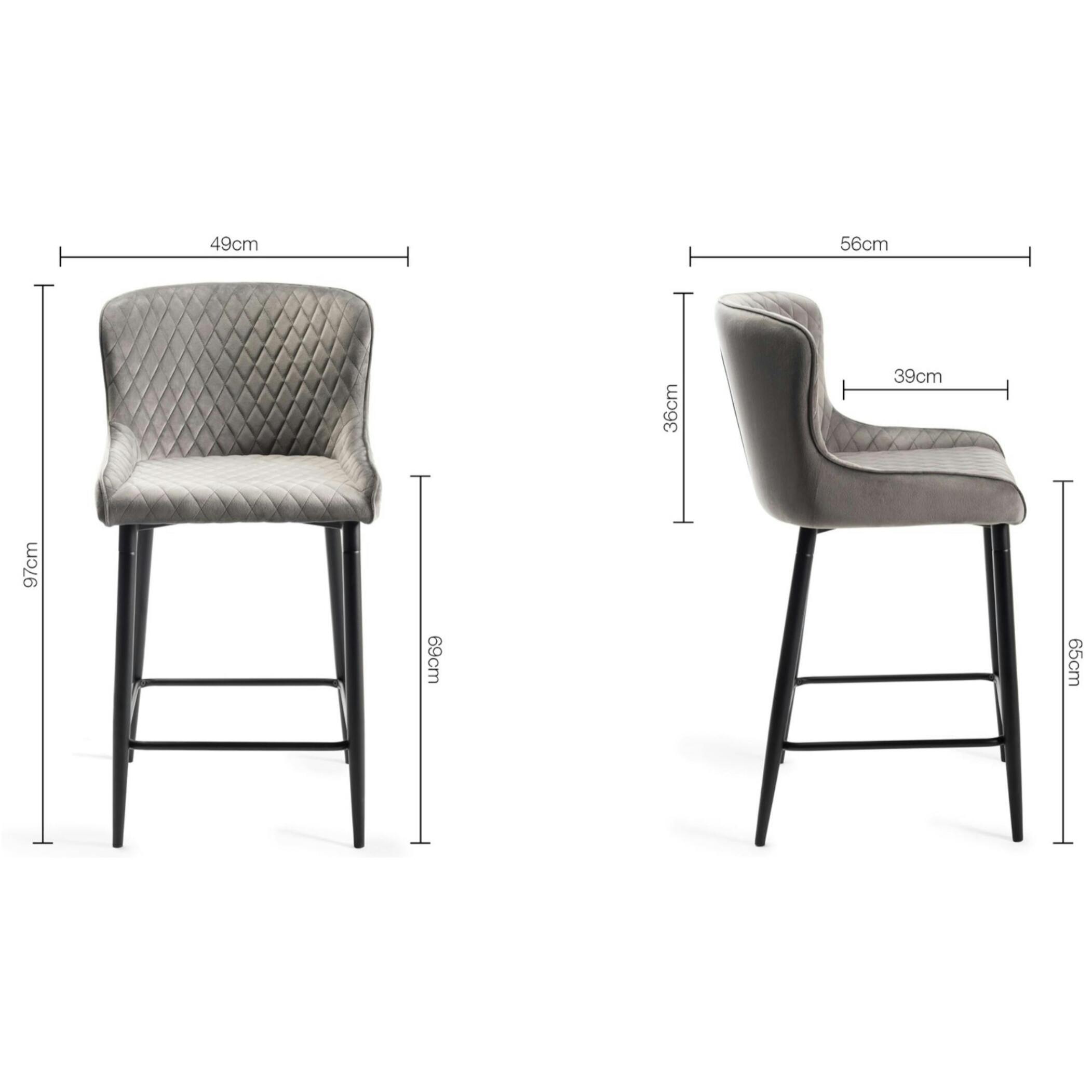 Chaise de bar velours gris (lot de 2) ARLINGTON